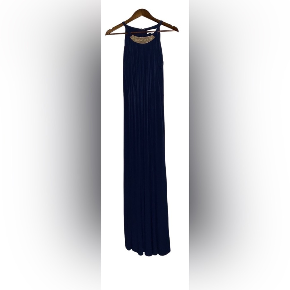 Michael Michael Kors Gold Statement Necklace Maxi‎ Dress L Cocktail Dinner Party